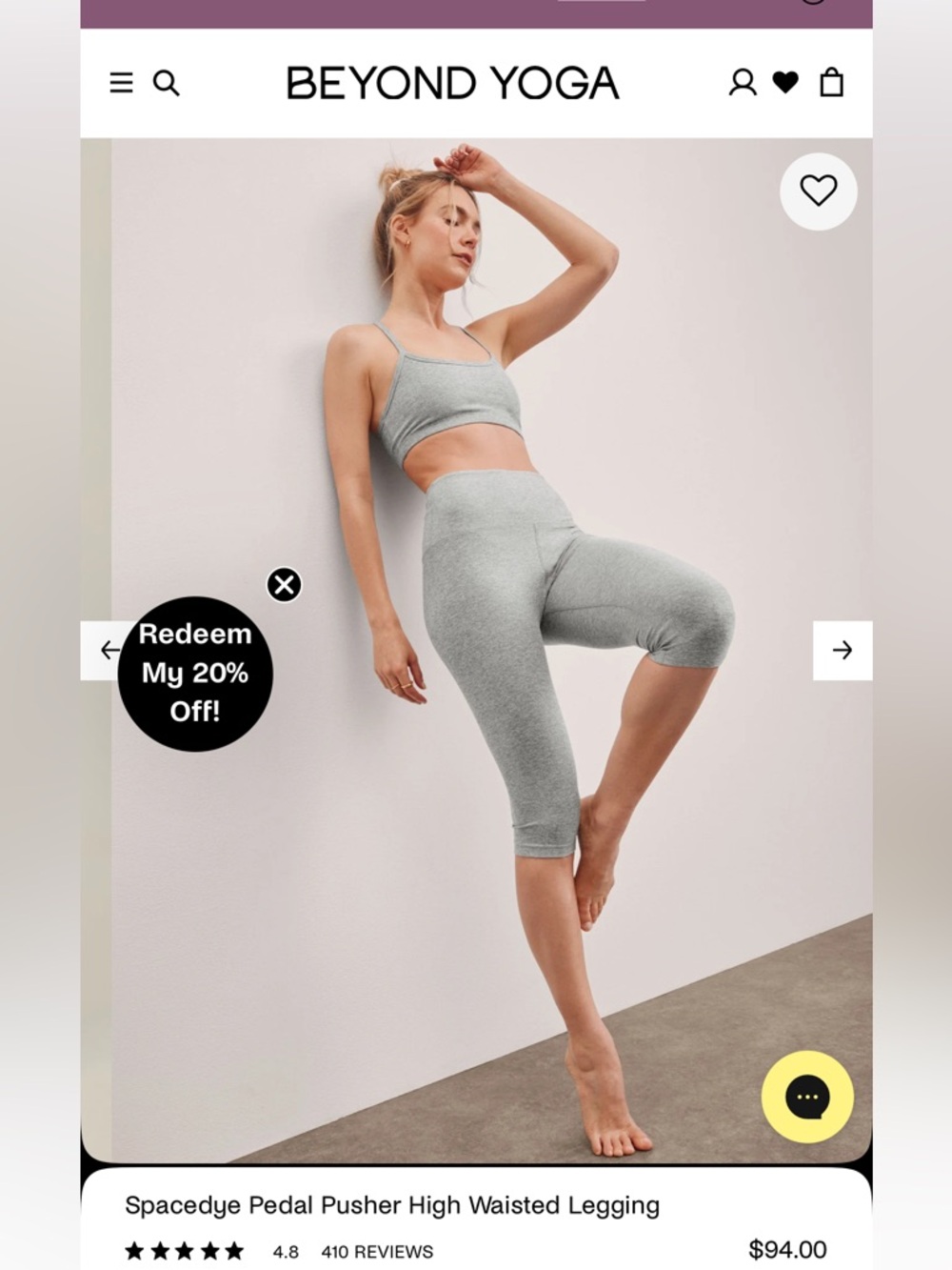 Beyond Yoga  2pcs Heather Gray Cropped High-Waist Leggings & Bralette Set